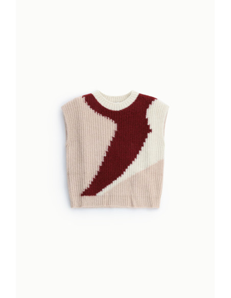 Jacquard mouwloze trui met ronde hals Dixie - Roze