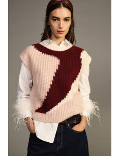 Jacquard mouwloze trui met ronde hals Dixie - Roze