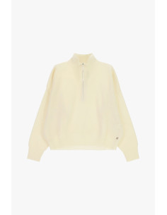Trui met rits en hoge kraag, los model Dixie - Gebroken wit/beige
