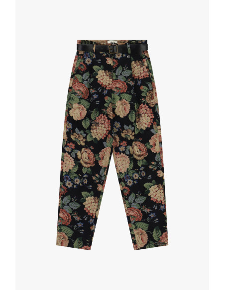 Elegante damesbroek met bloemenmotief en riem Dixie