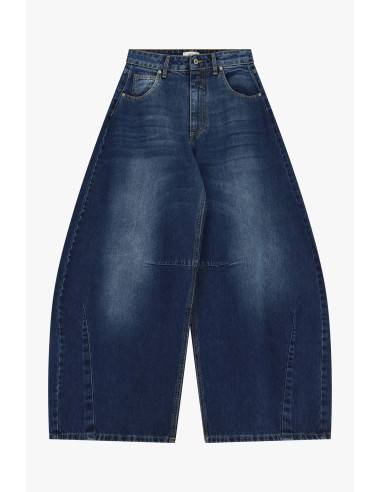 High-waistjeans met wijde pijpen en een vintage wassing Dixie