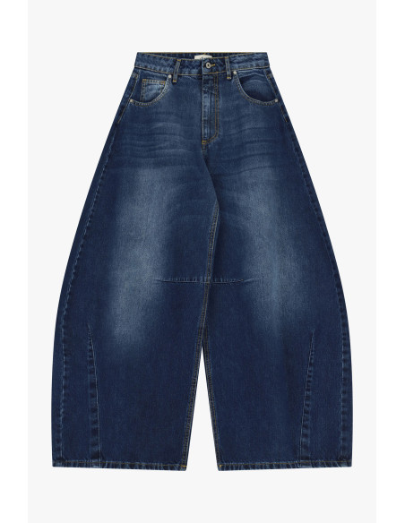 High-waistjeans met wijde pijpen en een vintage wassing Dixie