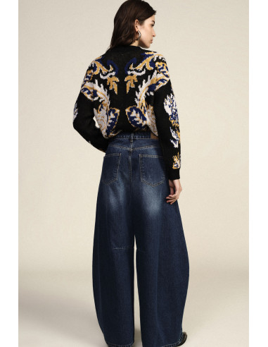 High-waistjeans met wijde pijpen en een vintage wassing Dixie