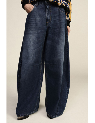 High-waistjeans met wijde pijpen en een vintage wassing Dixie