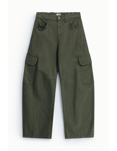 Palazzo-broek met cargozakken en hoge taille Dixie - Militair