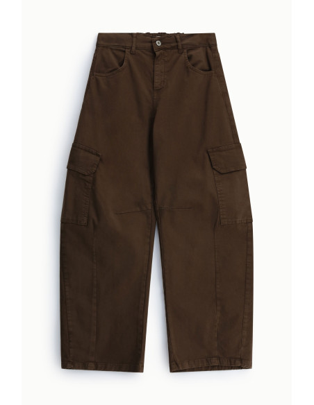 Palazzo cargobroek met zakken en hoge taille Dixie - Bruin