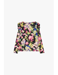 Gedrapeerde top met lange mouwen en bloemenprint Dixie