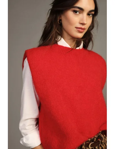 Mouwloze rondehalstrui met rechte pasvorm Dixie - Rood