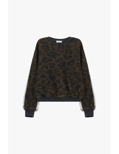 Sweater met dierenprint, ronde hals en lange mouwen Please