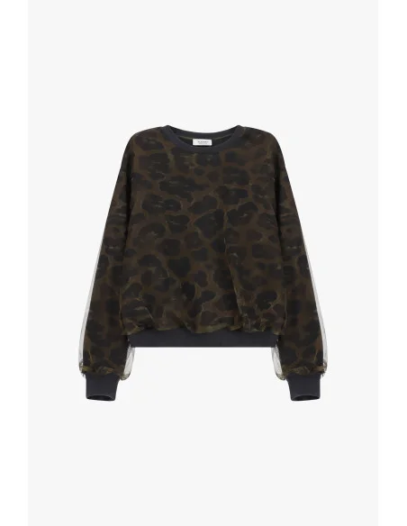 Sweater met dierenprint, ronde hals en lange mouwen Please