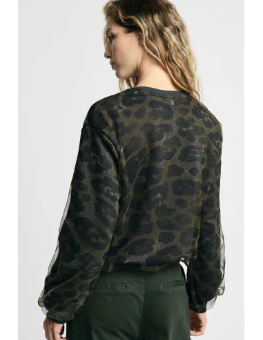 Sweater met dierenprint, ronde hals en lange mouwen Please