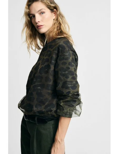 Sweater met dierenprint, ronde hals en lange mouwen Please
