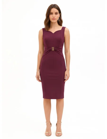 Kokerjurk met sweetheart-hals en Rr-logo gesp in de taille Rinascimento