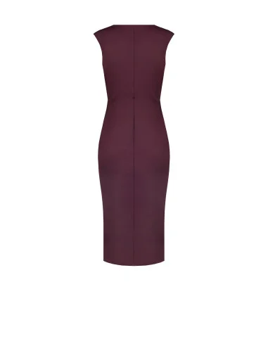 Midi-jurk van lycra met gekruiste V-hals, sieradendetail en lange volant Rinascimento