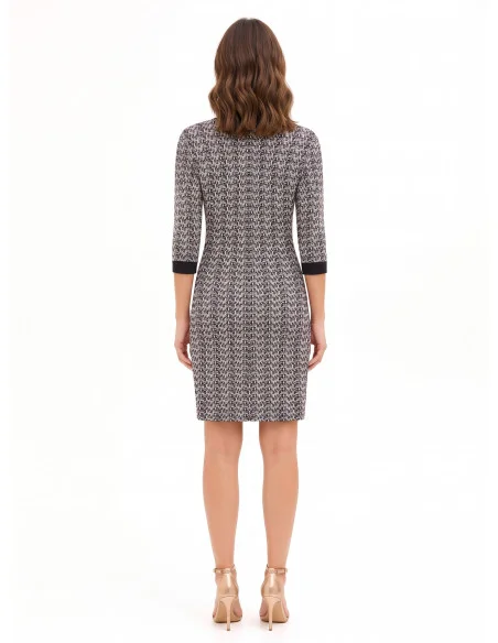 Tweed kokerjurk met lurex Rinascimento - Zwart