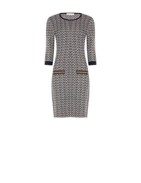 Tweed kokerjurk met lurex Rinascimento - Zwart