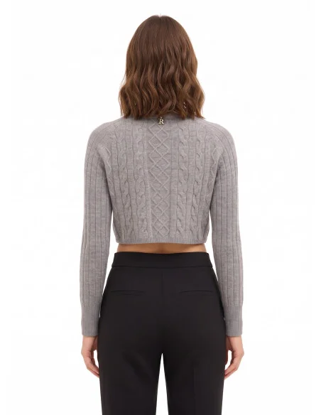 Cropped coltrui van wol met kabelpatroon Rinascimento