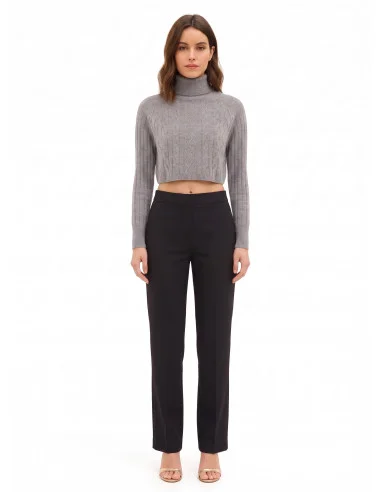 Cropped coltrui van wol met kabelpatroon Rinascimento