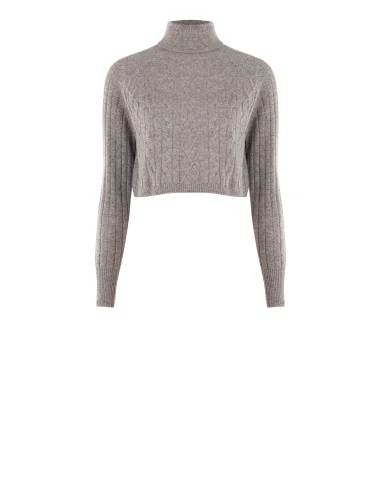 Cropped coltrui van wol met kabelpatroon Rinascimento