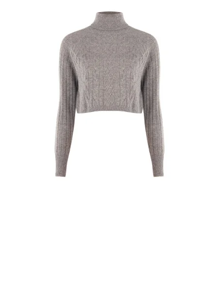 Cropped coltrui van wol met kabelpatroon Rinascimento