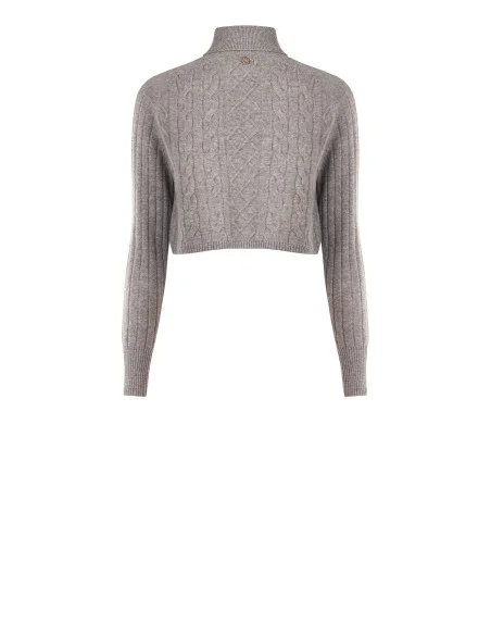Cropped coltrui van wol met kabelpatroon Rinascimento