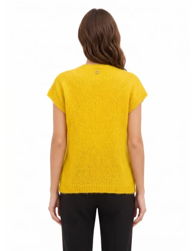 Oversized mohairen trui met V-hals Rinascimento - olijfgroen