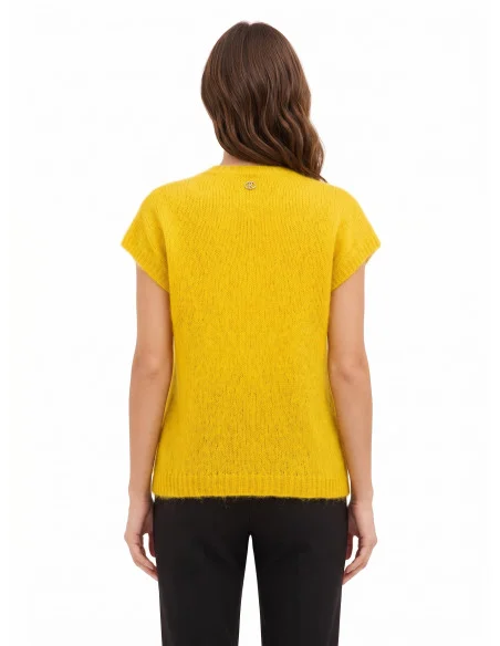 Oversized mohairen trui met V-hals Rinascimento - olijfgroen