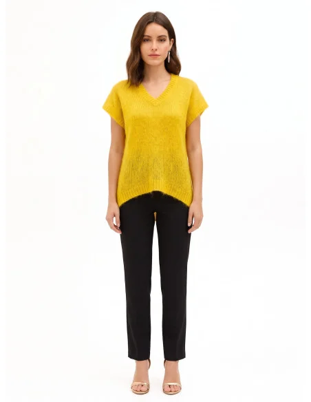Oversized mohairen trui met V-hals Rinascimento - olijfgroen