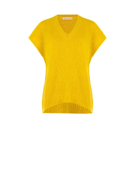 Oversized mohairen trui met V-hals Rinascimento - olijfgroen