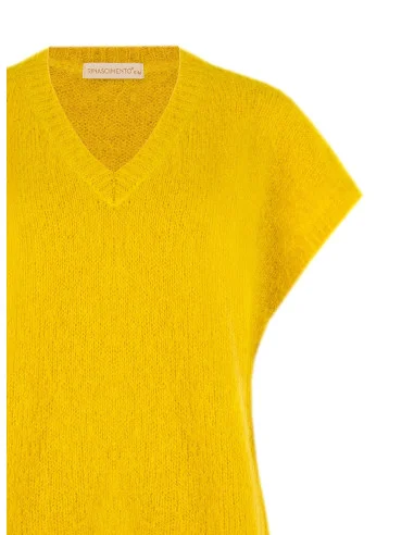 Oversized mohairen trui met V-hals Rinascimento - olijfgroen