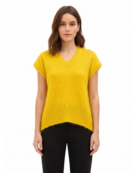 Oversized mohairen trui met V-hals Rinascimento - olijfgroen