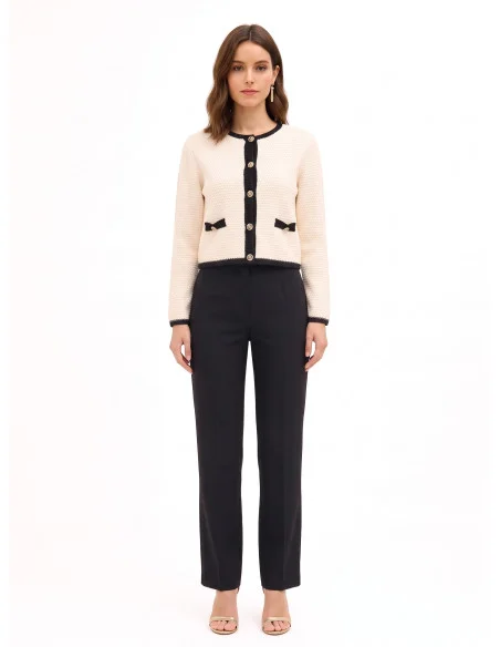 Hazelbruine gebreide cardigan met logoknopen van RR Rinascimento