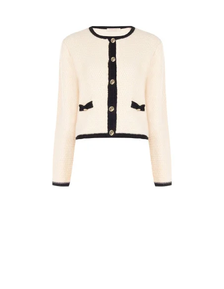 Hazelbruine gebreide cardigan met logoknopen van RR Rinascimento