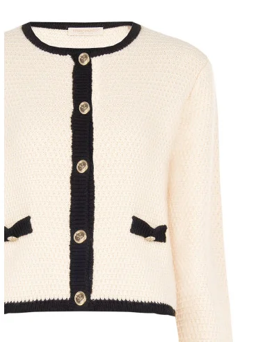 Hazelbruine gebreide cardigan met logoknopen van RR Rinascimento