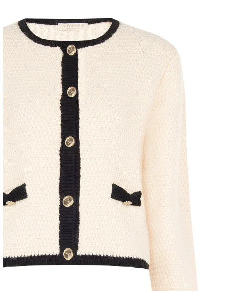 Hazelbruine gebreide cardigan met logoknopen van RR Rinascimento