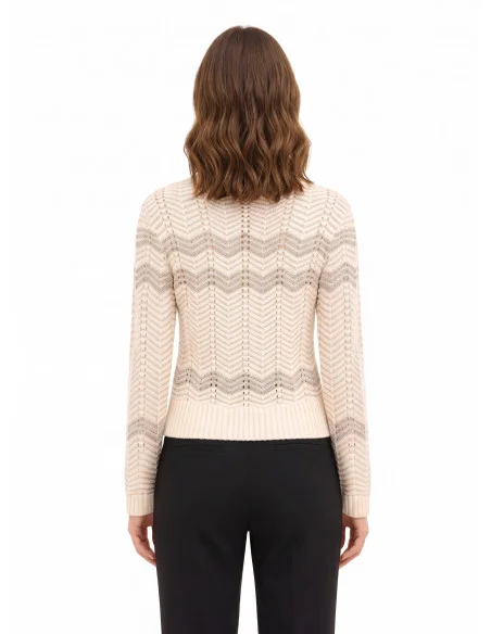 Chevronmotieftrui met lurex Rinascimento - gebroken wit