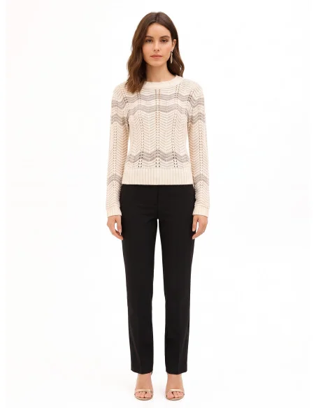 Chevronmotieftrui met lurex Rinascimento - gebroken wit