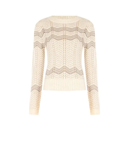 Chevronmotieftrui met lurex Rinascimento - gebroken wit