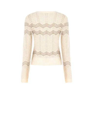 Chevronmotieftrui met lurex Rinascimento - gebroken wit