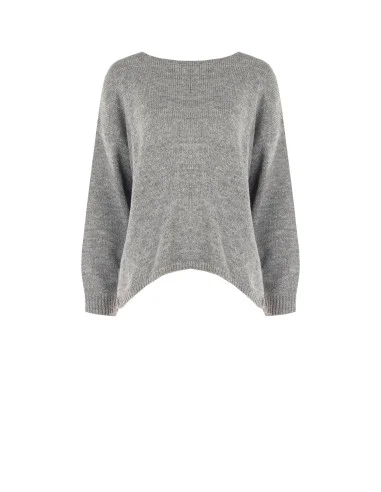 Oversized trui met V-hals en knoop in striklook op de rug Rinascimento - Grijs