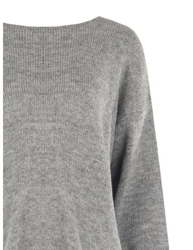 Oversized trui met V-hals en knoop in striklook op de rug Rinascimento - Grijs
