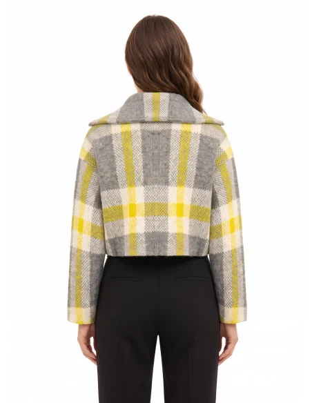 Ruime cropped trui met ruitpatroon en rits Rinascimento - Grijs