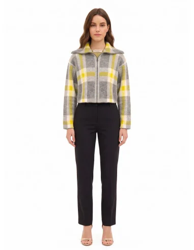 Ruime cropped trui met ruitpatroon en rits Rinascimento - Grijs