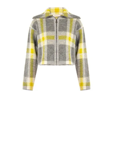 Ruime cropped trui met ruitpatroon en rits Rinascimento - Grijs