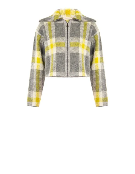 Ruime cropped trui met ruitpatroon en rits Rinascimento - Grijs