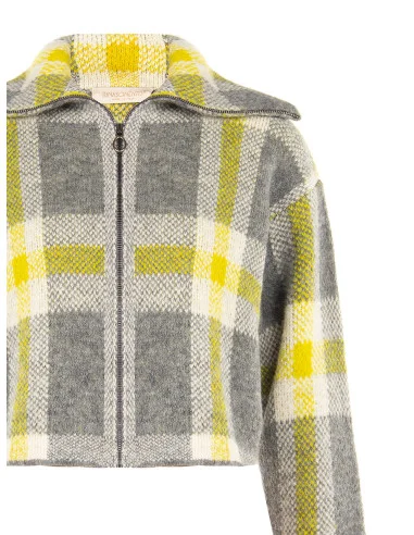 Ruime cropped trui met ruitpatroon en rits Rinascimento - Grijs