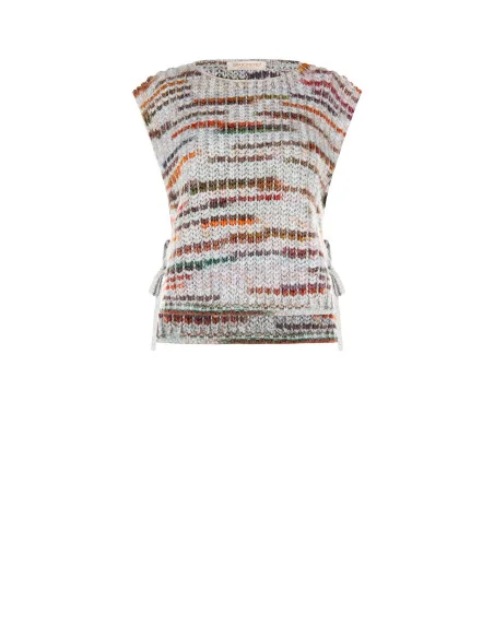Gebreid vest met lurex en strikbandjes aan de zijkanten Rinascimento