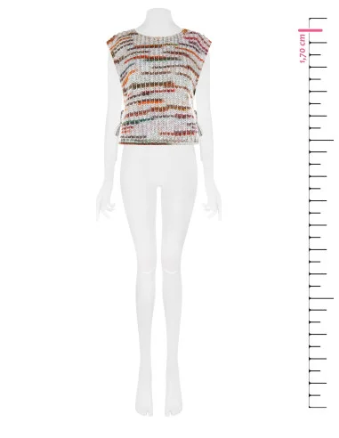 Gebreid vest met lurex en strikbandjes aan de zijkanten Rinascimento