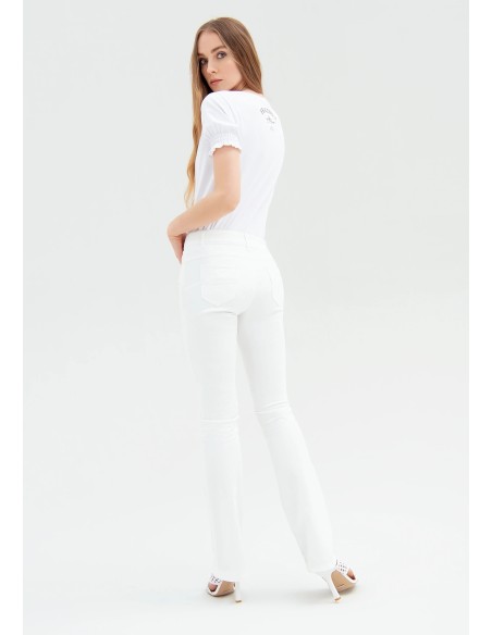 Slim bootcutbroek met push-upeffect van gabardine van Fracomina