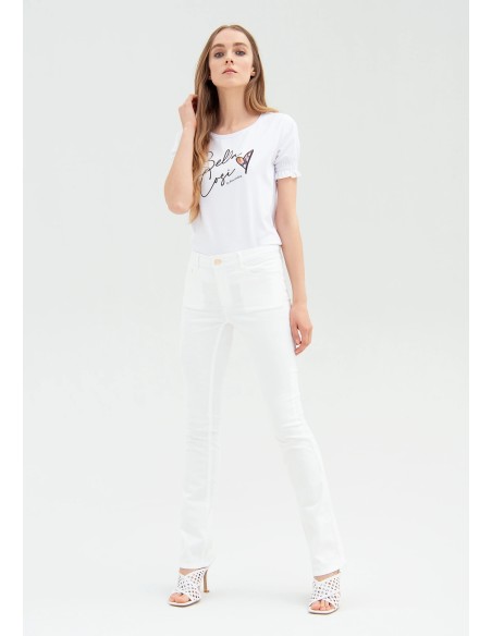 Slim bootcutbroek met push-upeffect van gabardine van Fracomina
